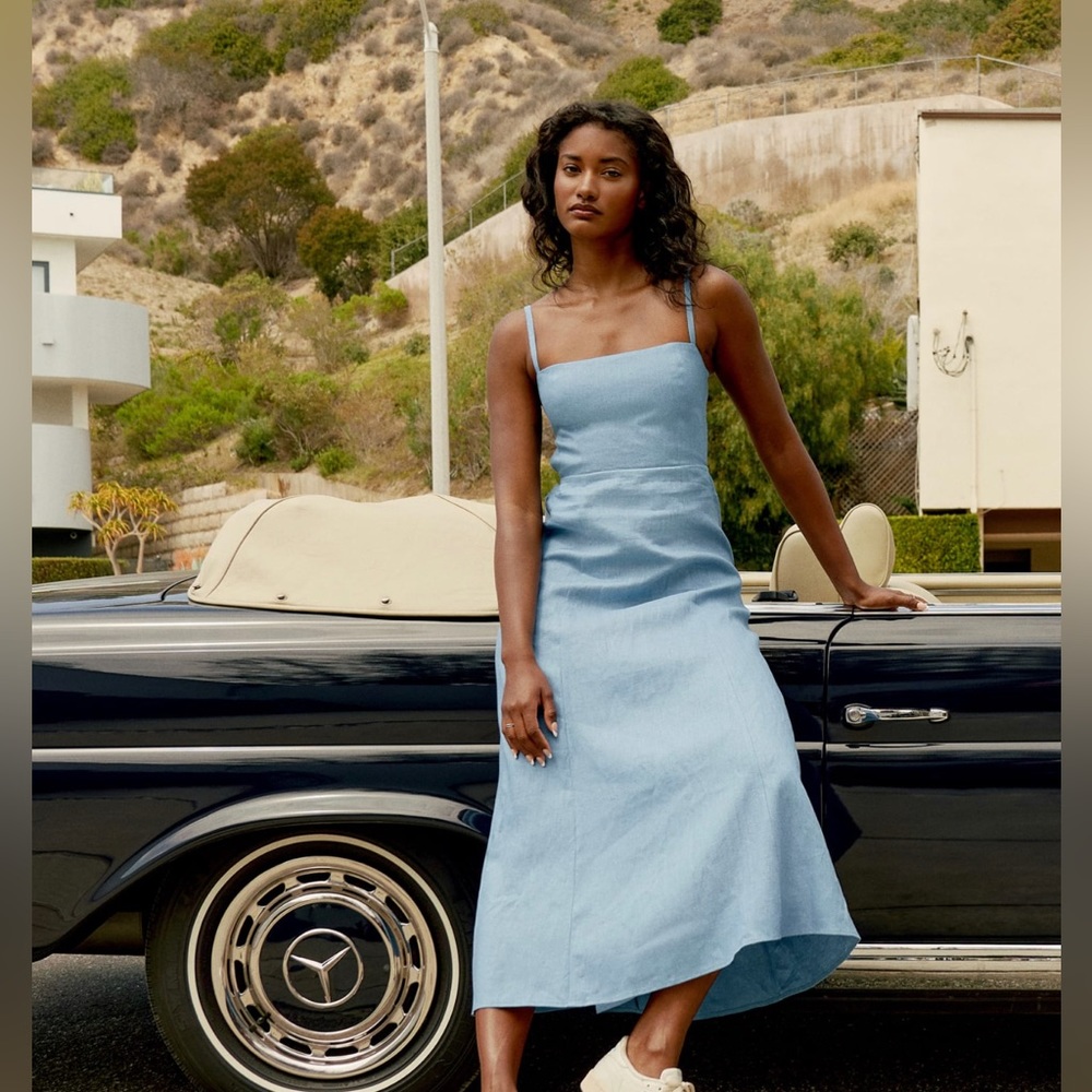 Reformation Starfruit Linen Dress - Blue - Sz 2p